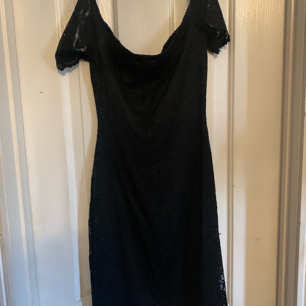 lace black off shoulder dress